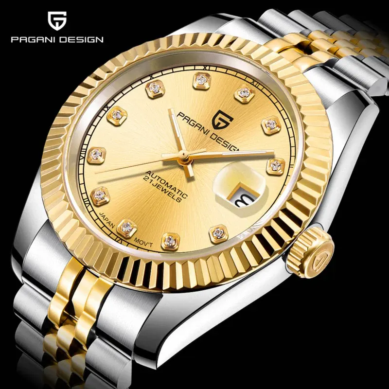 Pagani Design Datejust Two-tone Gold Dia Men's Watch- PD-1645